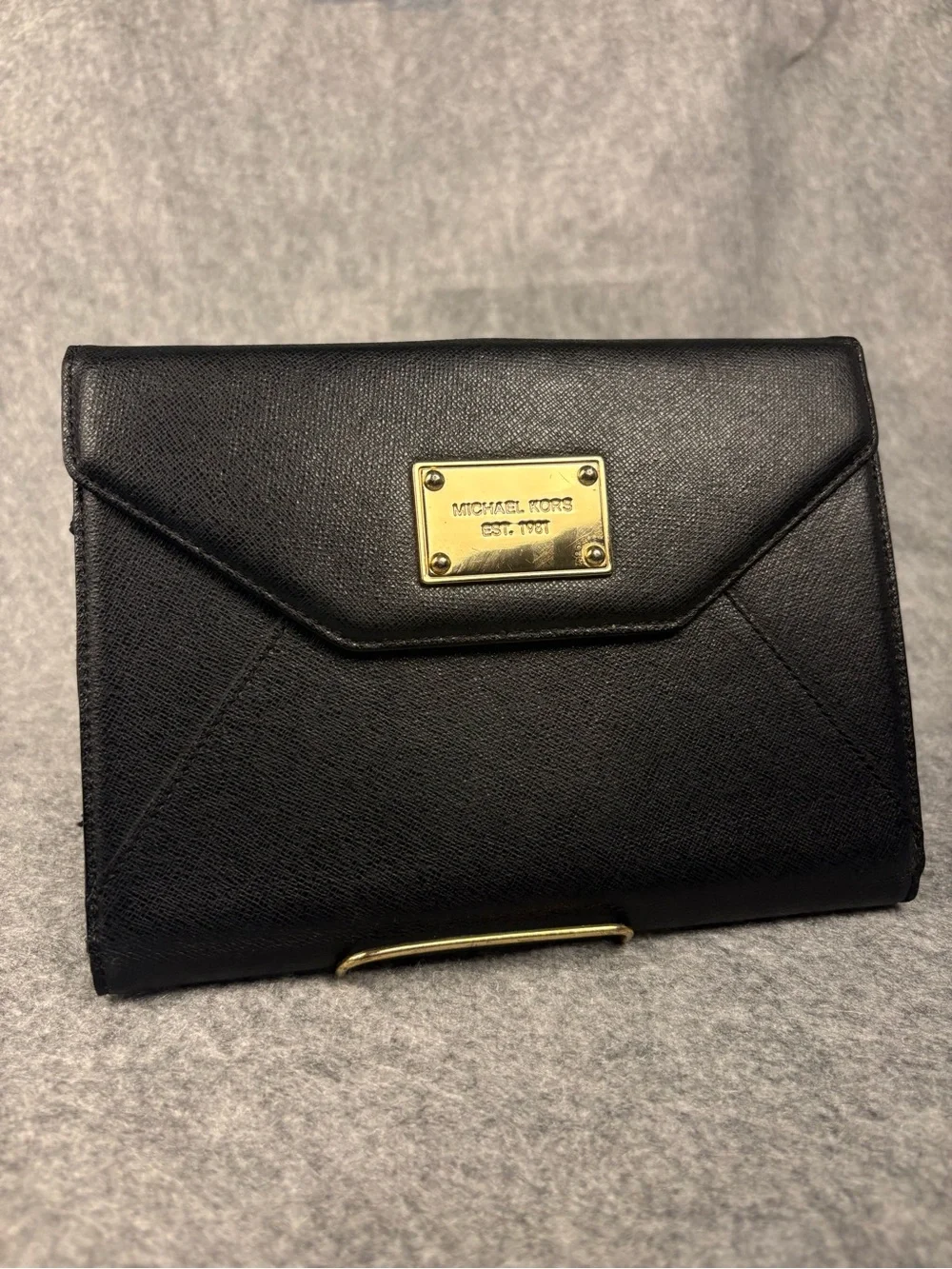 Michael Kors Black Saffiano Leather 9.7” iPad Folio Wallet Organizer